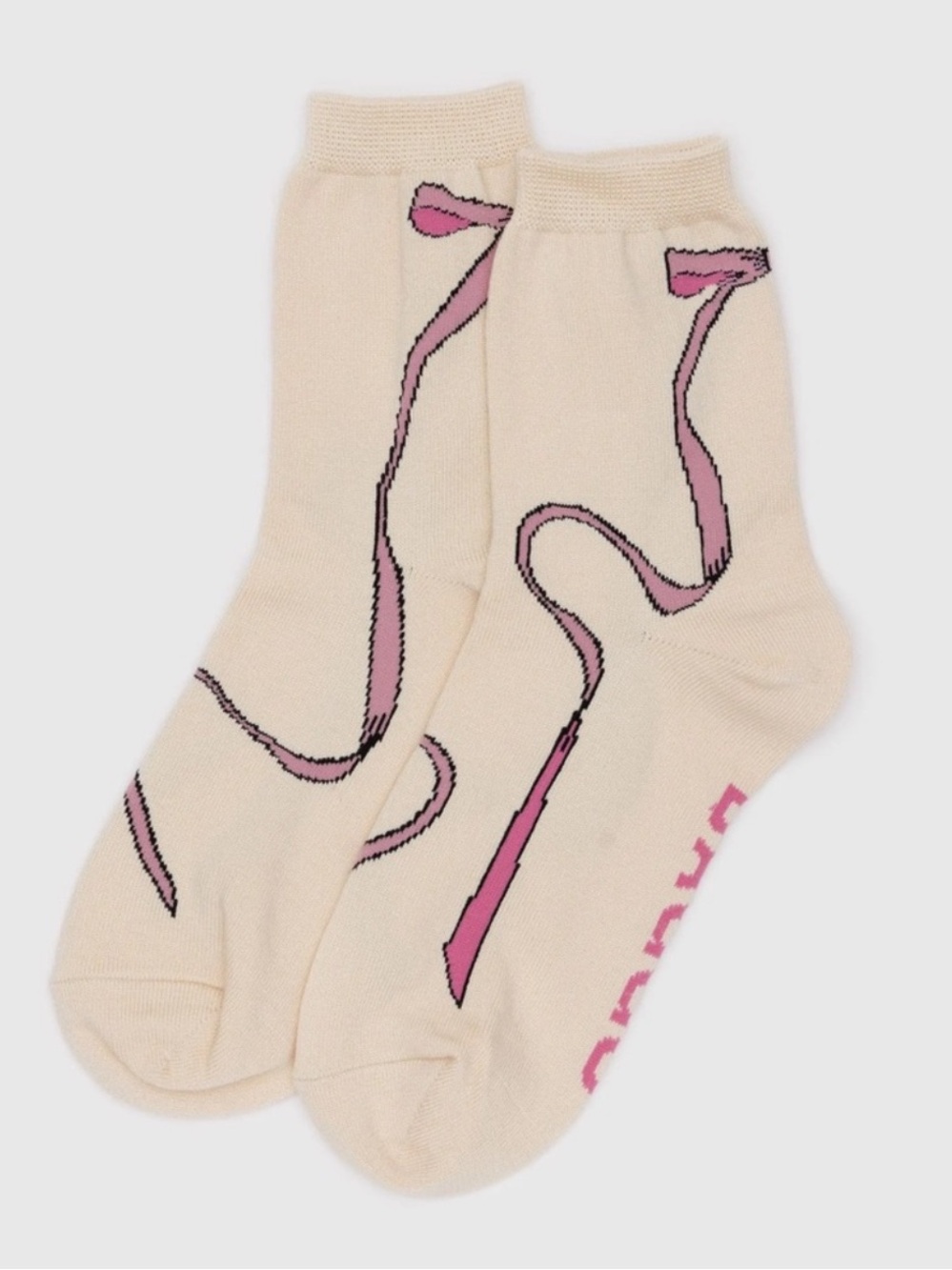 BAGGU Crew Sock- Pink Bow Cream Socks